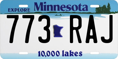 MN license plate 773RAJ
