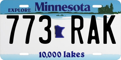 MN license plate 773RAK