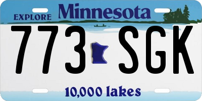MN license plate 773SGK