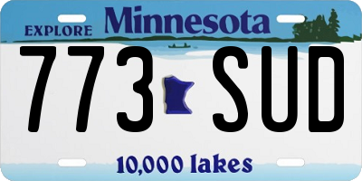 MN license plate 773SUD