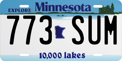 MN license plate 773SUM