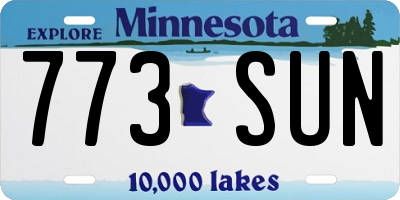 MN license plate 773SUN