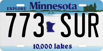 MN license plate 773SUR