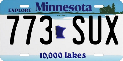 MN license plate 773SUX
