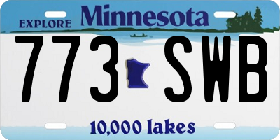 MN license plate 773SWB