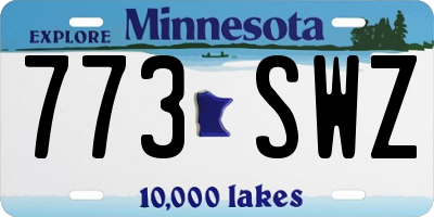 MN license plate 773SWZ