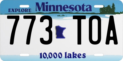 MN license plate 773TOA