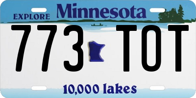 MN license plate 773TOT