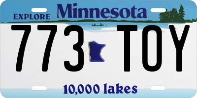MN license plate 773TOY