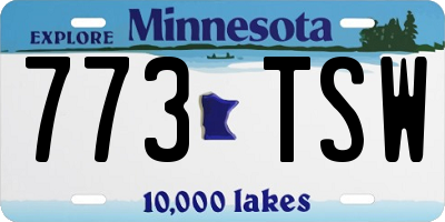 MN license plate 773TSW