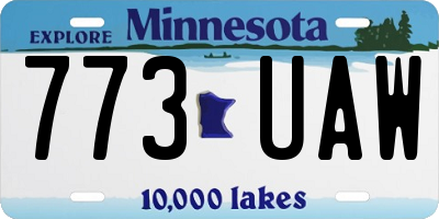 MN license plate 773UAW