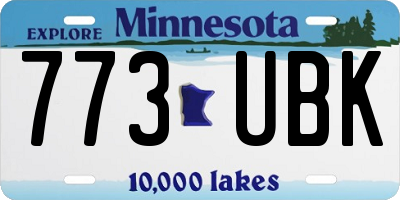 MN license plate 773UBK