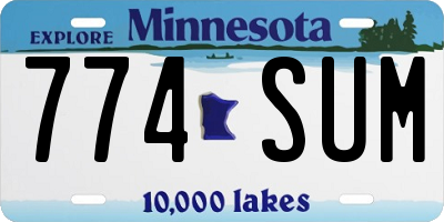 MN license plate 774SUM