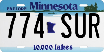 MN license plate 774SUR