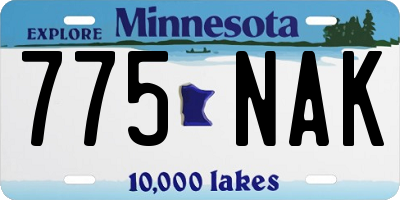 MN license plate 775NAK
