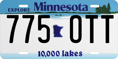 MN license plate 775OTT