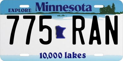 MN license plate 775RAN