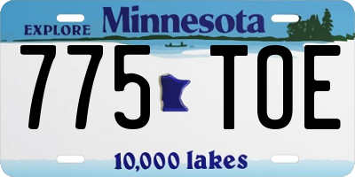 MN license plate 775TOE
