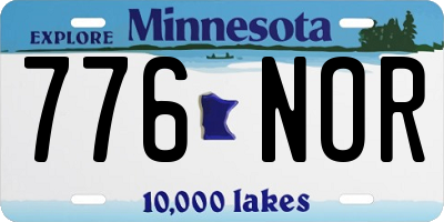 MN license plate 776NOR