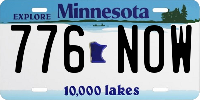 MN license plate 776NOW