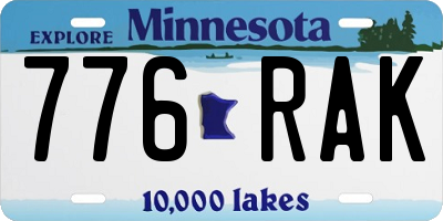 MN license plate 776RAK