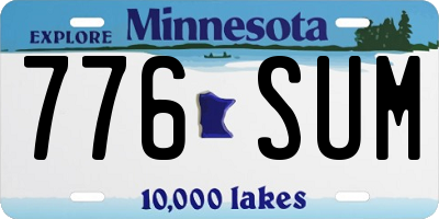 MN license plate 776SUM