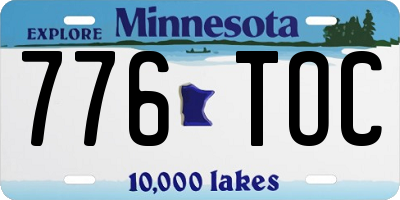 MN license plate 776TOC