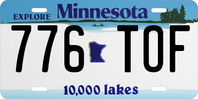 MN license plate 776TOF
