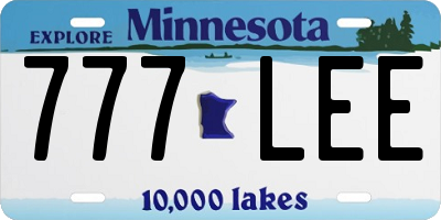 MN license plate 777LEE