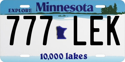 MN license plate 777LEK