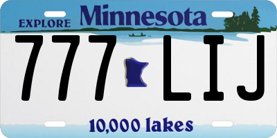 MN license plate 777LIJ