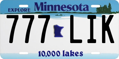 MN license plate 777LIK