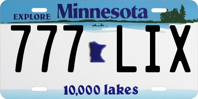 MN license plate 777LIX