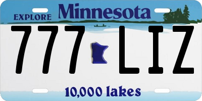 MN license plate 777LIZ