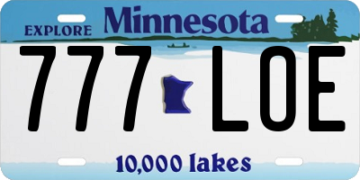 MN license plate 777LOE