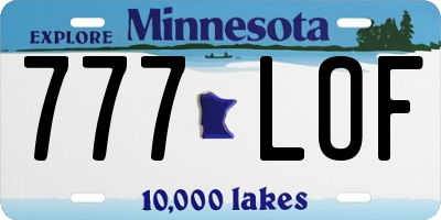 MN license plate 777LOF