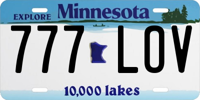 MN license plate 777LOV