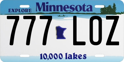 MN license plate 777LOZ