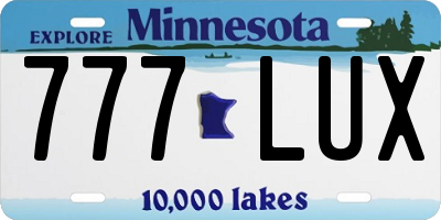 MN license plate 777LUX