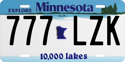 MN license plate 777LZK