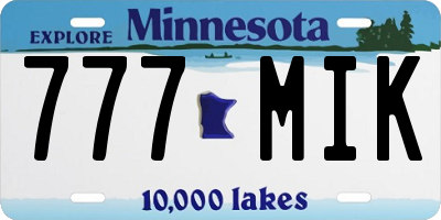 MN license plate 777MIK