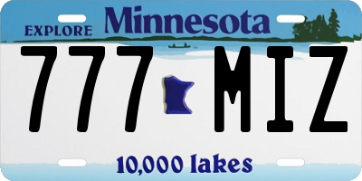 MN license plate 777MIZ