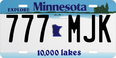 MN license plate 777MJK