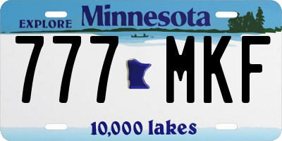 MN license plate 777MKF