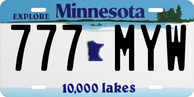 MN license plate 777MYW