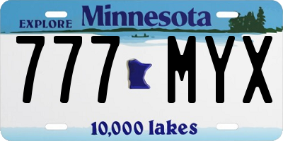 MN license plate 777MYX