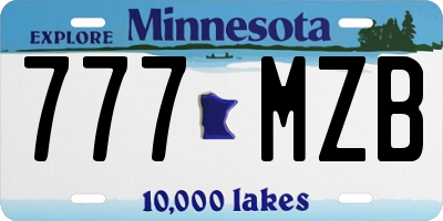 MN license plate 777MZB