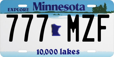 MN license plate 777MZF
