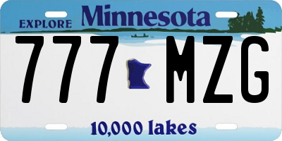MN license plate 777MZG