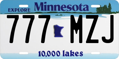 MN license plate 777MZJ